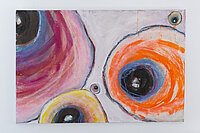 Das Bild von Miriam Wilke zeigt drei bunte Kreise mit schwarzer Umrandung