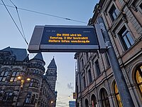 Die Anzeige der BSAG an der Domsheide weist auf den Streik hin Die Anzeige der BSAG an der Domsheide weist auf den Streik hin