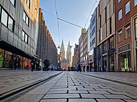 Die Obernstraße in der Bremer Innenstadt mit Dom im Hintergrund