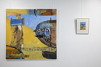 Das Bild von Helga Wiese entsteht durch Collagen aus eigener künstlerischer Produktion